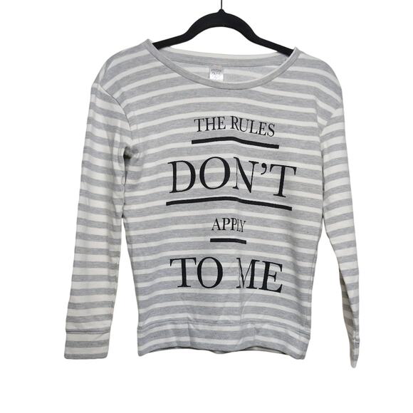 Messy Buns Rules Don't Apply T-Shirt Long Sleeves Graphic Stripes Size S - Picture 1 of 7